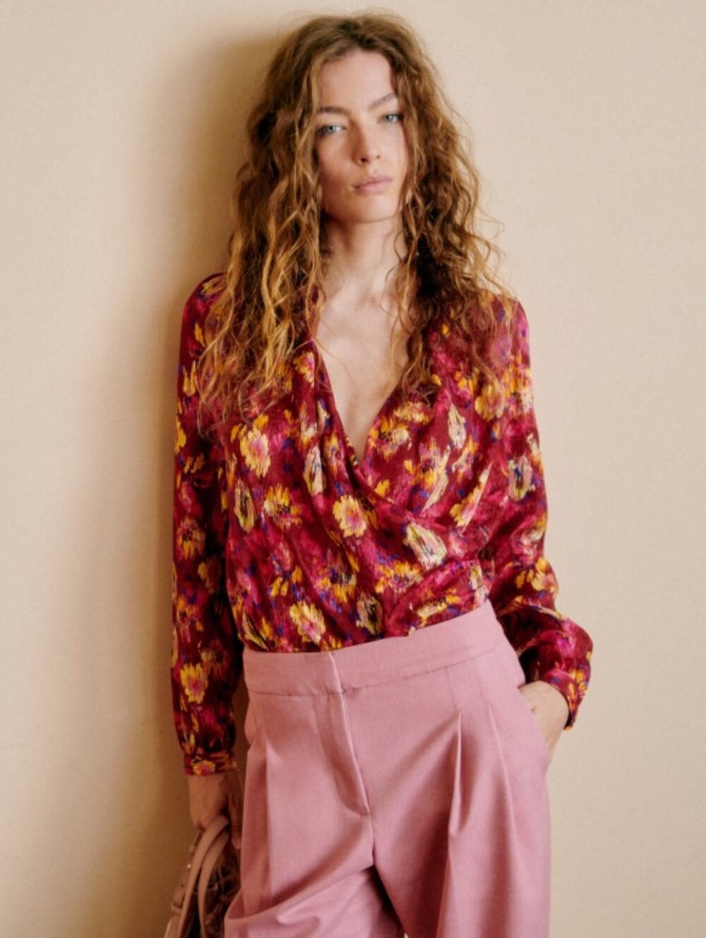 NWT Sezane Abélia Blouse Mottled Floral Print - Size 2